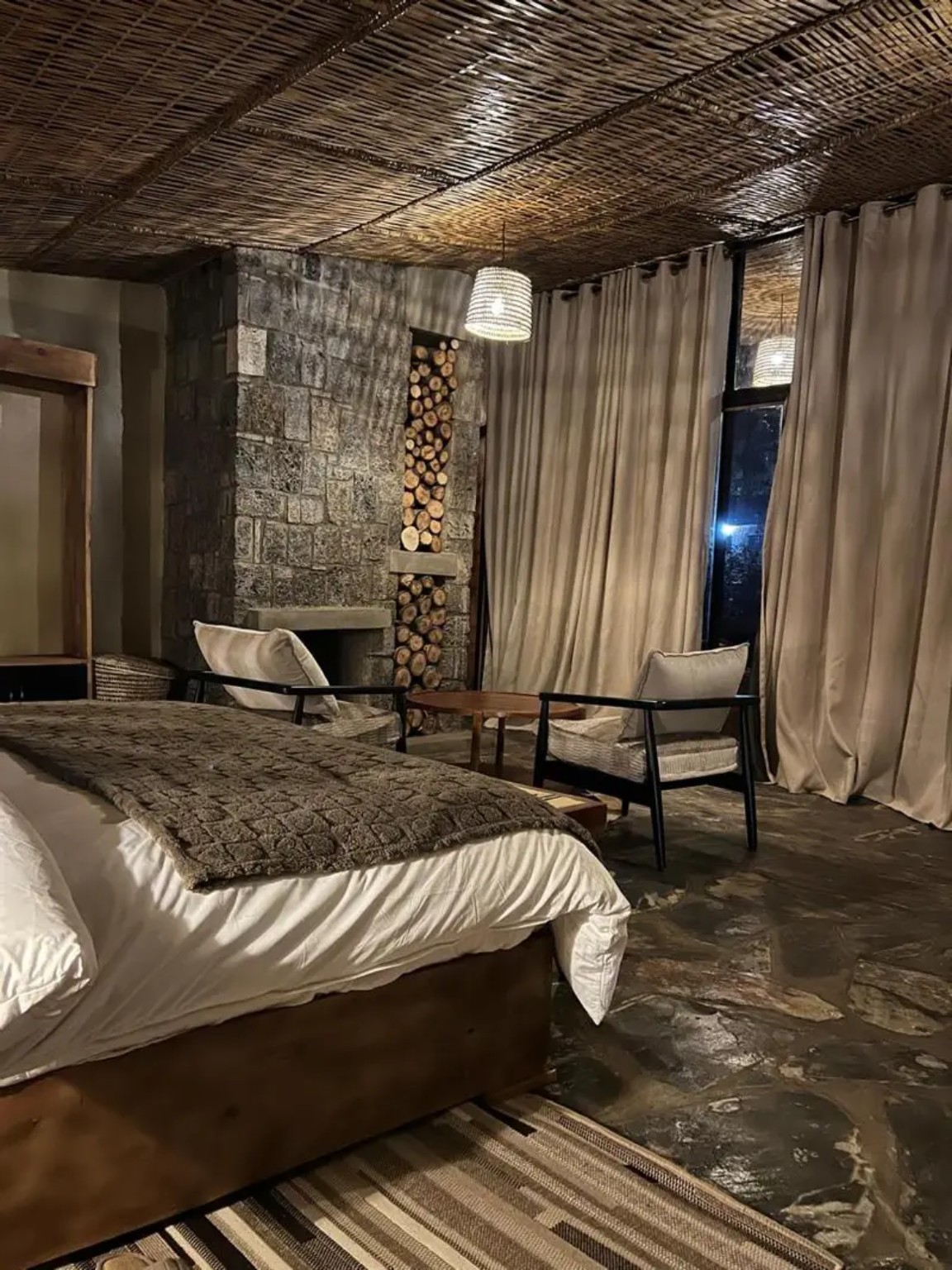 Warmly lit guest room